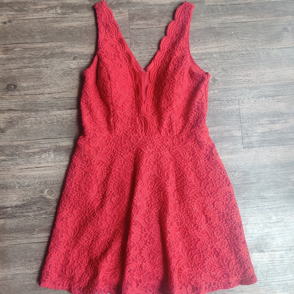 City Studio Red Skater Dress Glittery Homecoming Prom Size 13